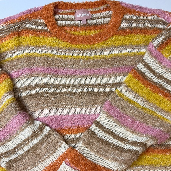 Show Me Your MuMu Sue Cuffed Striped Sweater Womens Size Large - Picture 3 of 10